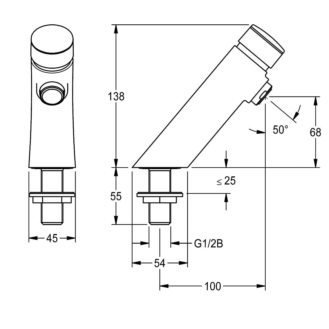 F3S Self-Closing Pre-Mixed Pillar Tap