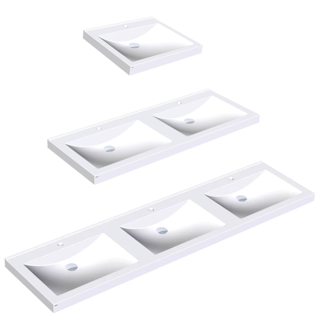 Quadro Wall Mounted Washbasin with Ø35mm Tap Holes (3 Models)