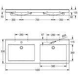 Quadro Wall Mounted Washbasin with Ø35mm Tap Holes (3 Models)