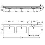 Quadro Wall Mounted Washbasin with Ø35mm Tap Holes (3 Models)