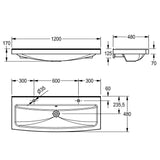 SOLX Wall Mounted Miranit Wash Trough with Ø35mm Tap Holes (3 Options)