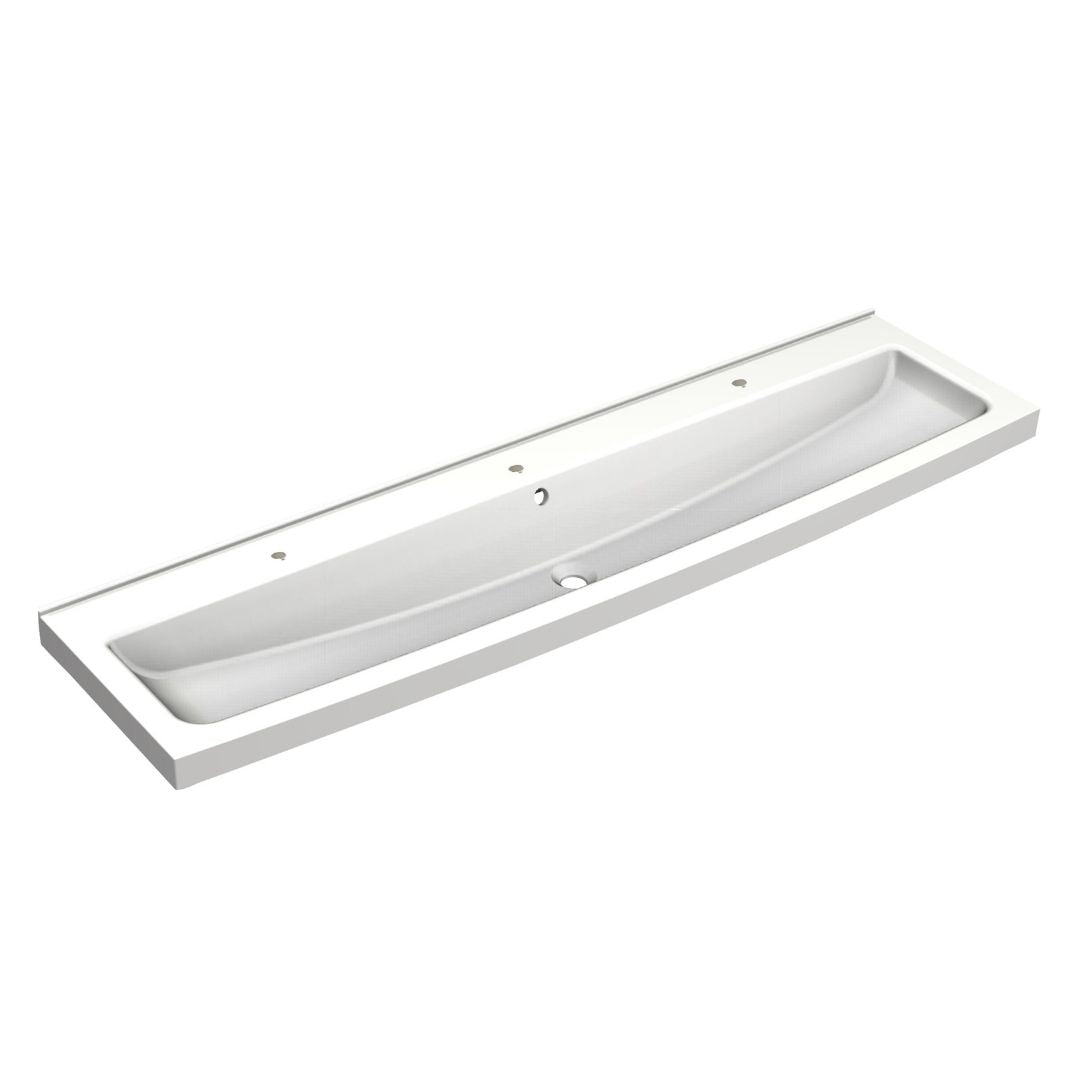 SOLX Wall Mounted Miranit Wash Trough with Ø35mm Tap Holes (3 Options)