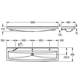 SOLX Wall Mounted Miranit Wash Trough with Ø35mm Tap Holes (3 Options)