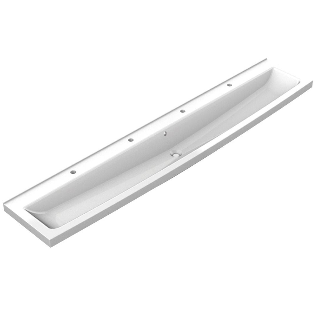 SOLX Wall Mounted Miranit Wash Trough with Ø35mm Tap Holes (3 Options)