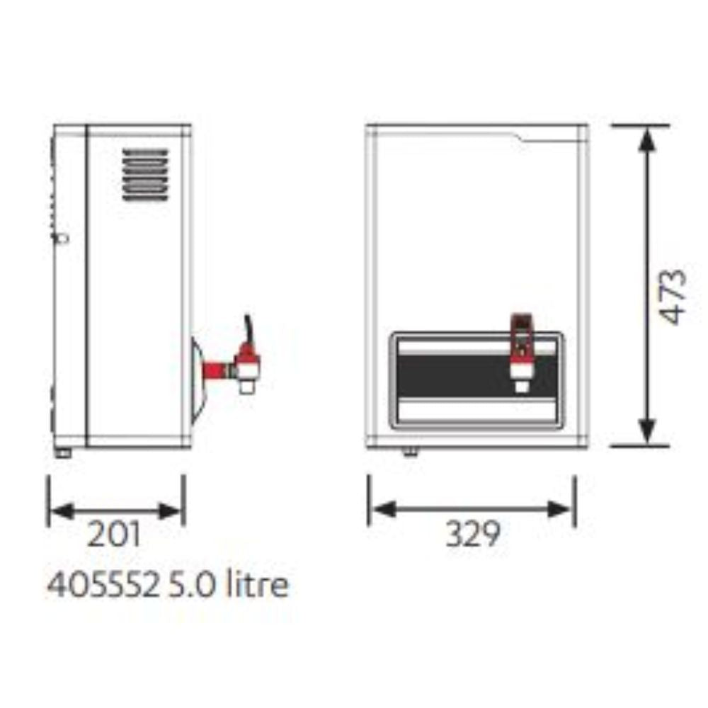 HydroBoil HS003 3 Litre or HS005 5 Litre Instant On-Wall Boiling Water Heater (403552 / 405552)