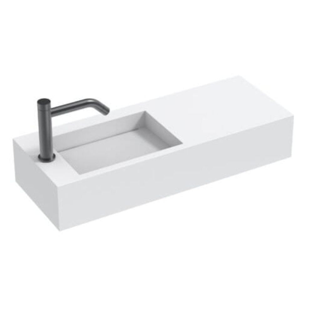 The Monolith S+ Series Wall Mounted Wash Basin With Large Right Hand Vanity Area 800x300